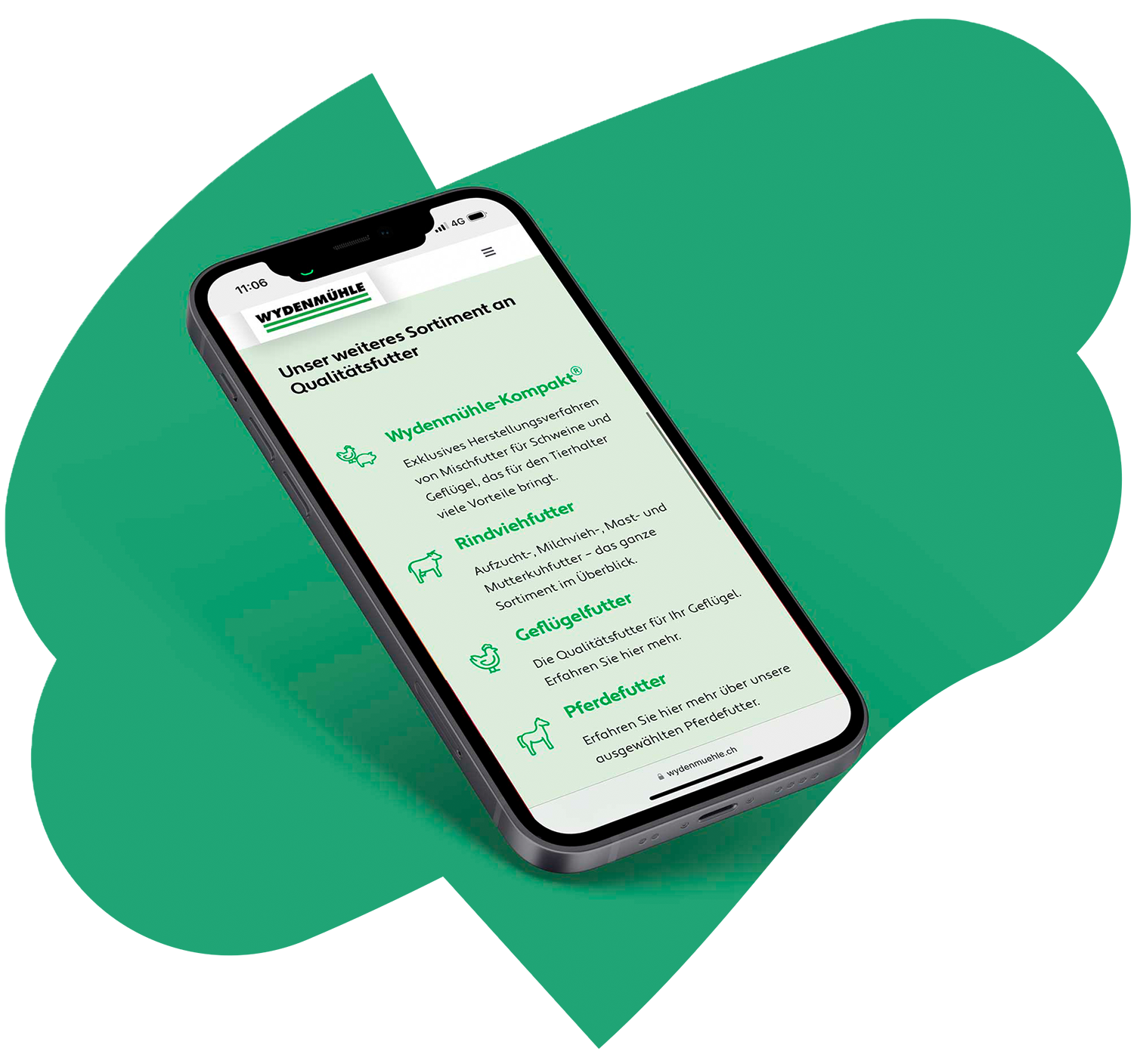 Mobileansicht einer realisierten Website